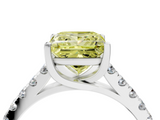White gold Fancy Yellow Princess  Cut Pavé Band Solitaire Ring with Four-Prong Setting_21