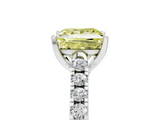 White gold Fancy Yellow Princess  Cut Pavé Band Solitaire Ring with Four-Prong Setting_22