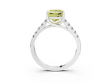 White gold Fancy Yellow Princess  Cut Pavé Band Solitaire Ring with Four-Prong Setting_3