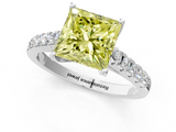 White gold Fancy Yellow Princess  Cut Pavé Band Solitaire Ring with Four-Prong Setting_7