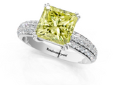White gold Fancy Yellow Princess  Cut Pave Diamond Engagement Ring with Channel Set Band and Four-Prong Setting_1