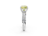 White gold Fancy Yellow Princess  Cut Pave Diamond Engagement Ring with Channel Set Band and Four-Prong Setting_2
