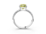 White gold Fancy Yellow Princess  Cut Pave Diamond Engagement Ring with Channel Set Band and Four-Prong Setting_3