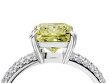 White gold Fancy Yellow Princess  Cut Pave Diamond Engagement Ring with Channel Set Band and Four-Prong Setting_4