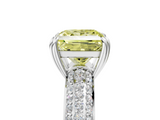 White gold Fancy Yellow Princess  Cut Pave Diamond Engagement Ring with Channel Set Band and Four-Prong Setting_5