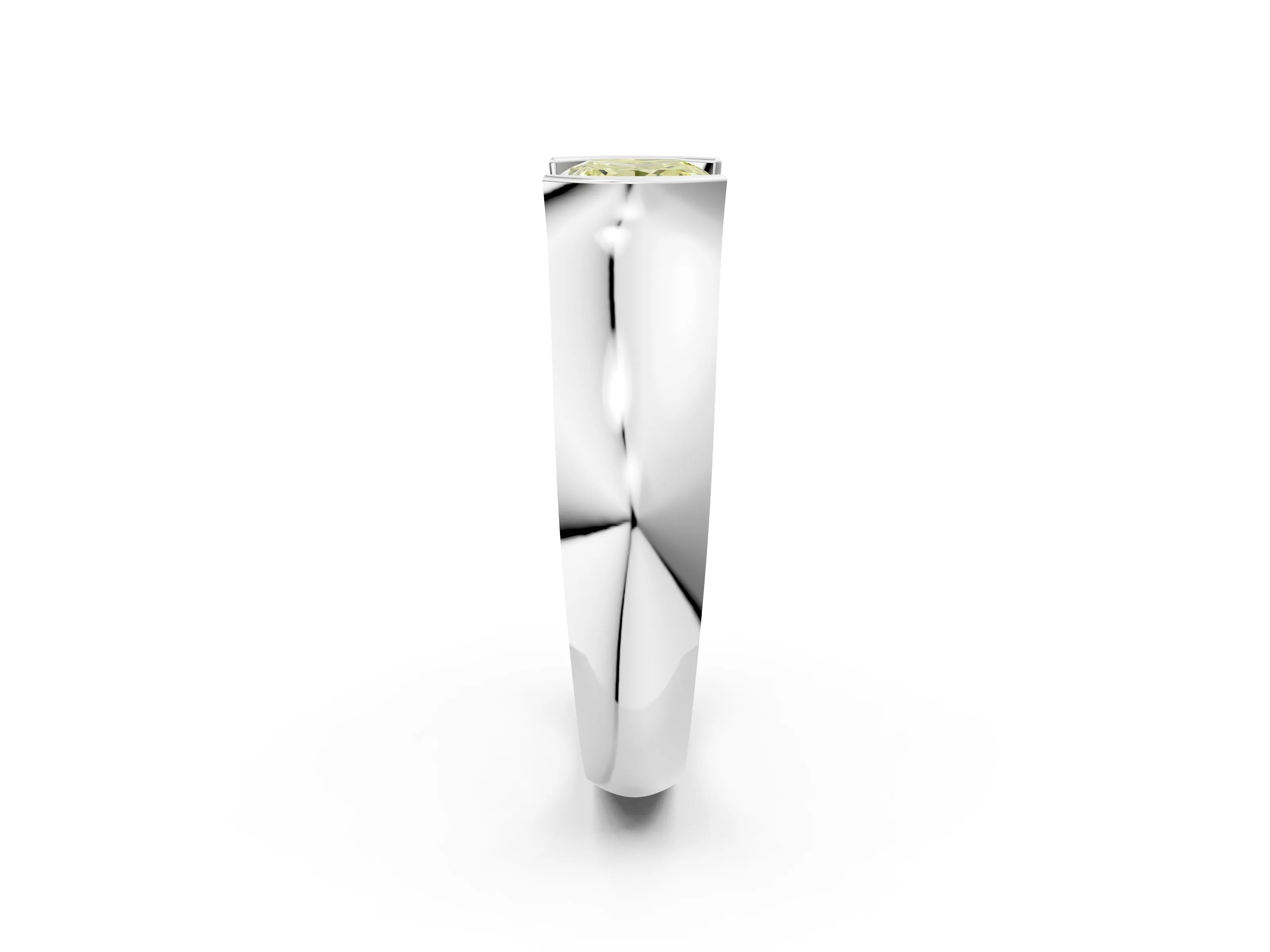 White gold Fancy Yellow Princess Cut Solitaire Bezel Set Diamond Ring with Wide Band_14