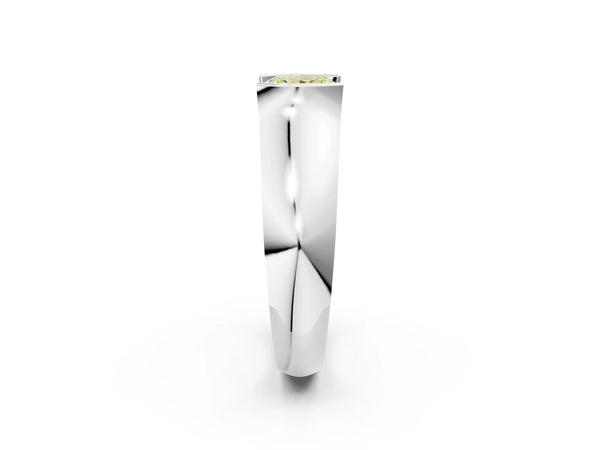 Sterling Silver Princess Cut Half Bezel Engagement Ring Setting for Fancy Yellow Center - Design RJ-777