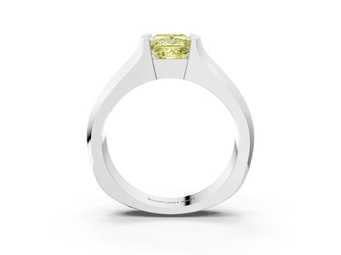 White gold Fancy Yellow Princess Cut Solitaire Bezel Set Diamond Ring with Wide Band_15