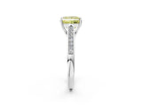 White gold Fancy Yellow Princess Cut Solitaire Cathedral Diamond Engagement Ring with Channel-Set Band and Four-Prong Setting_17