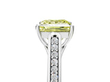 White gold Fancy Yellow Princess Cut Solitaire Cathedral Diamond Engagement Ring with Channel-Set Band and Four-Prong Setting_20