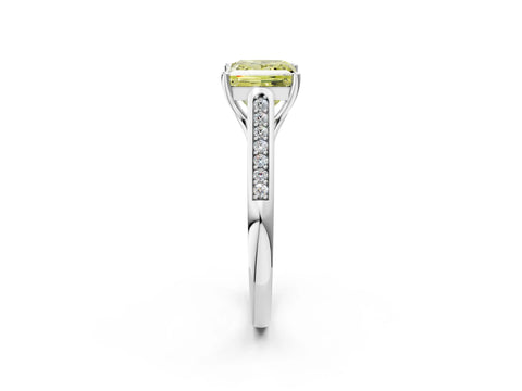 White gold Fancy Yellow Princess Cut Solitaire Cathedral Diamond Engagement Ring with Channel-Set Band and Four-Prong Setting_5