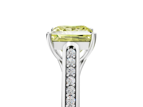 White gold Fancy Yellow Princess Cut Solitaire Cathedral Diamond Engagement Ring with Channel-Set Band and Four-Prong Setting_8