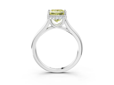 White gold Fancy Yellow Princess Cut Solitaire Diamond Engagement Ring with Four-Prong Setting and Tapered Band_15