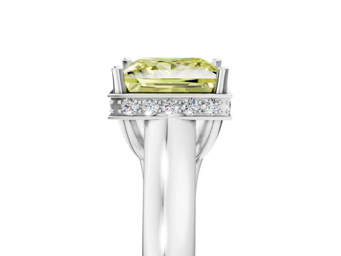 White gold Fancy Yellow Princess Cut Solitaire Diamond Engagement Ring with Four-Prong Setting and Tapered Band_17