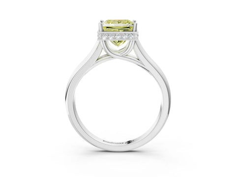 White gold Fancy Yellow Princess Cut Solitaire Diamond Engagement Ring with Four-Prong Setting and Tapered Band_3