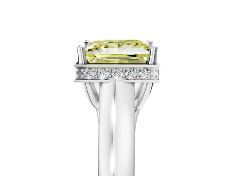 White gold Fancy Yellow Princess Cut Solitaire Diamond Engagement Ring with Four-Prong Setting and Tapered Band_5