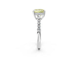 White gold Fancy Yellow Princess Cut Solitaire Diamond Engagement Ring with Pavé Band and Six-Prong Setting_14