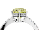 White gold Fancy Yellow Princess Cut Solitaire Diamond Engagement Ring with Pavé Band and Six-Prong Setting_16
