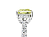 White gold Fancy Yellow Princess Cut Solitaire Diamond Engagement Ring with Pavé Band and Six-Prong Setting_17