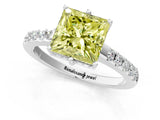 White gold Fancy Yellow Princess Cut Solitaire Diamond Engagement Ring with Pavé Band and Six-Prong Setting_17