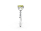 White gold Fancy Yellow Princess Cut Solitaire Diamond Engagement Ring with Pavé Band and Six-Prong Setting_26