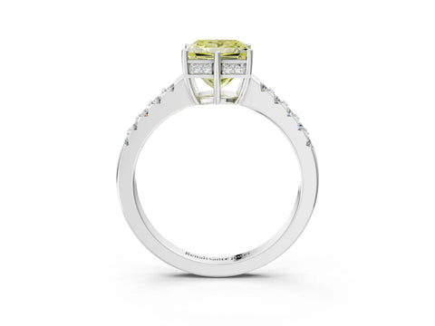 White gold Fancy Yellow Princess Cut Solitaire Diamond Engagement Ring with Pavé Band and Six-Prong Setting_27