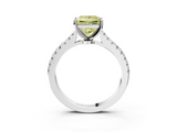 White gold Fancy Yellow Princess  Cut Solitaire Diamond Engagement Ring with Pave Band and Four-Prong Setting_3