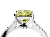 White gold Fancy Yellow Princess  Cut Solitaire Diamond Engagement Ring with Pave Band and Four-Prong Setting_4
