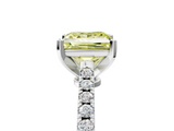 White gold Fancy Yellow Princess  Cut Solitaire Diamond Engagement Ring with Pave Band and Four-Prong Setting_5