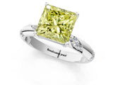 White gold Fancy Yellow Princess Cut Solitaire Diamond Engagement Ring with Twisted Pave Band and Four-Prong Setting_64