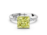 White gold Fancy Yellow Princess Cut Solitaire Diamond Engagement Ring with Twisted Pave Band and Four-Prong Setting_67