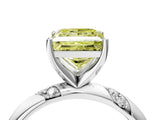 White gold Fancy Yellow Princess Cut Solitaire Diamond Engagement Ring with Twisted Pave Band and Four-Prong Setting_67