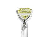 White gold Fancy Yellow Princess Cut Solitaire Diamond Engagement Ring with Twisted Pave Band and Four-Prong Setting_72