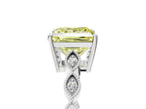 White gold Fancy Yellow Princess Cut Solitaire Diamond Ring with Infinity Twist Band and Four-Prong Setting_5