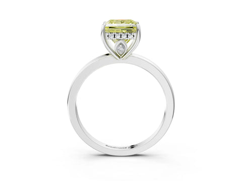 White gold Fancy Yellow Princess Cut Solitaire Diamond Ring with Prong Setting and Plain Band_15