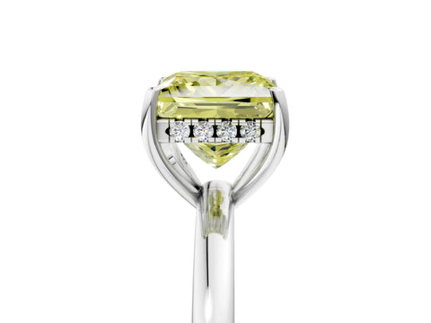 White gold Fancy Yellow Princess Cut Solitaire Diamond Ring with Prong Setting and Plain Band_17