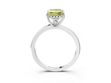 White gold Fancy Yellow Princess Cut Solitaire Diamond Ring with Prong Setting and Plain Band_3