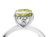 White gold Fancy Yellow Princess Cut Solitaire Diamond Ring with Prong Setting and Plain Band_4