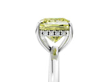 White gold Fancy Yellow Princess Cut Solitaire Diamond Ring with Prong Setting and Plain Band_5
