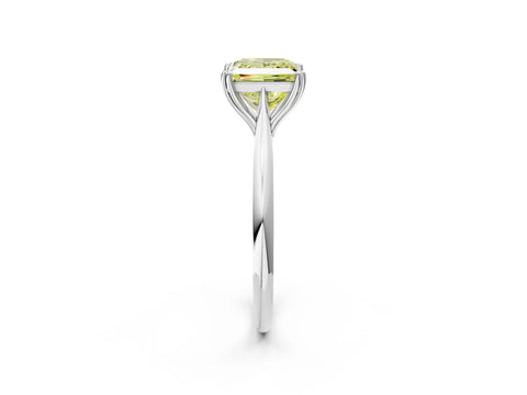White gold Fancy Yellow Princess Cut Solitaire Diamond Ring with Six-Prong Setting and Classic Band_2