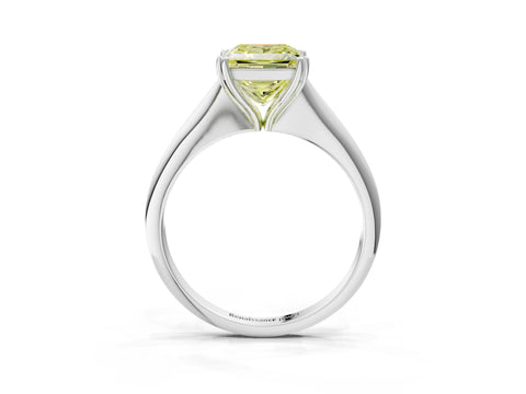 White gold Fancy Yellow Princess Cut Solitaire Diamond Ring with Six-Prong Setting and Classic Band_3