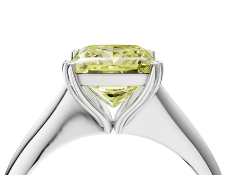 White gold Fancy Yellow Princess Cut Solitaire Diamond Ring with Six-Prong Setting and Classic Band_4