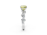 White gold Fancy Yellow Princess  Cut Solitaire Diamond Twisted Band with Pave Setting_2