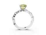 White gold Fancy Yellow Princess  Cut Solitaire Diamond Twisted Band with Pave Setting_3
