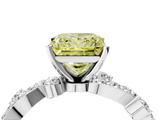 White gold Fancy Yellow Princess  Cut Solitaire Diamond Twisted Band with Pave Setting_4