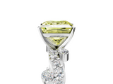 White gold Fancy Yellow Princess  Cut Solitaire Diamond Twisted Band with Pave Setting_5
