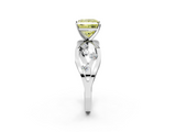 White gold Fancy Yellow Princess  Cut Solitaire Diamond with Side Stones on Criss-Cross Band and Four-Prong Setting_2