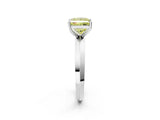 White gold Fancy Yellow Princess  Cut Solitaire Engagement Ring with Flat Band and Four-Prong Setting 2