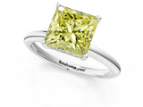 White gold Fancy Yellow Princess  Cut Solitaire Engagement Ring with Four-Prong Setting and Classic Band_1