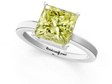 White gold Fancy Yellow Princess  Cut Solitaire Engagement Ring with Four-Prong Setting on a Classic Band_1